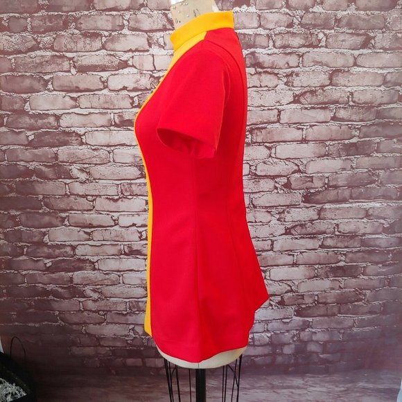 ❤️SOLD❤️Vintage 1970s Burger King Fast Food Restaurant Uniform Top Yellow Orange - Picture 3 of 7